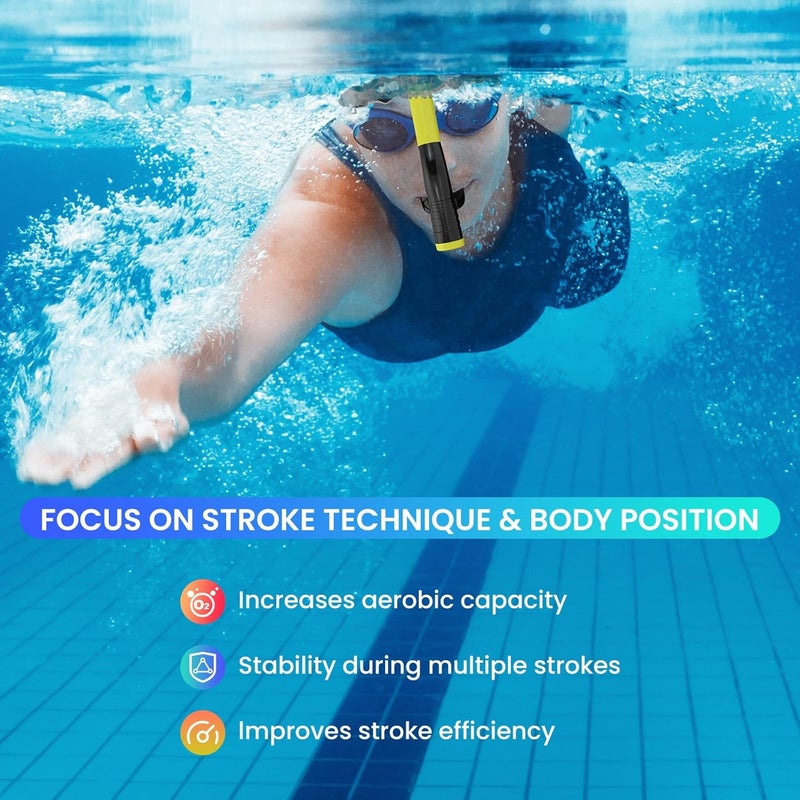 wutrye Swimmer's Snorkel for Lap Swimming, Adult Snorkeling Gear Swim Training, Center-Mount Silicone Mouthpiece One-Way Purge Valve in Pool and Open Water - Image 3